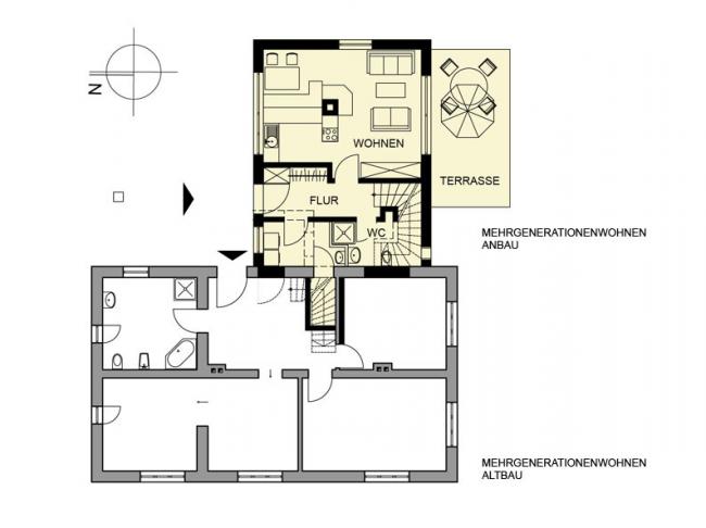 SCHAFFUNG GROSSZÜGIGE WOHNUNG DURCH ERWEITERUNG WOHNHAUS 3